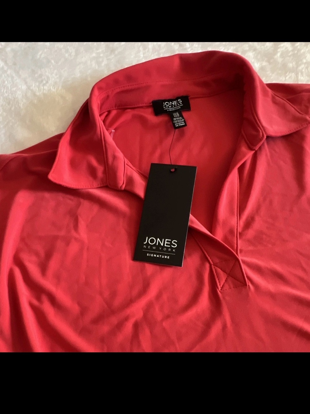 Jones New York Red Short-Sleeve Polo Tunic - Picture 2 of 4